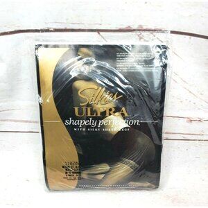 Silkies Ultra Shapely Perfection With Silky Sheer Legs Medium Jet Black Panty Ho